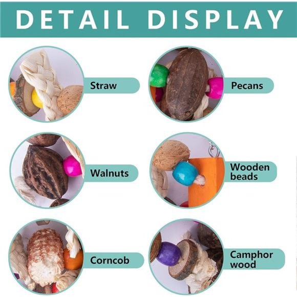 Large Parrot Bird Chewing Toys-Natural Nuts Corn Parrot Tearing Toy-Wooden - Picture 3 of 6